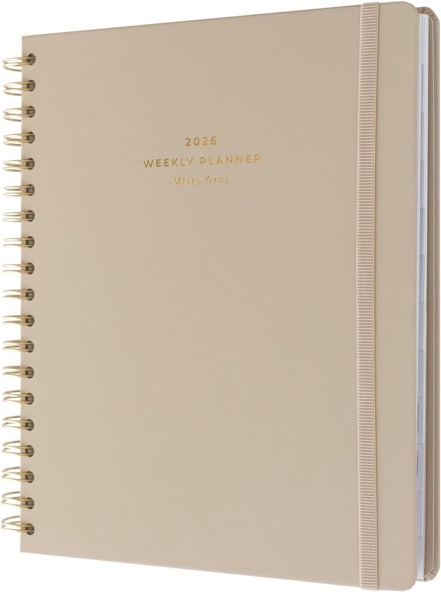 Thijox - Academic Diary 2026 Week To View - Misty Gray | Studieverplanner met Stickers & Tabs, Perfecte Planner voor Studenten, Back To School Station