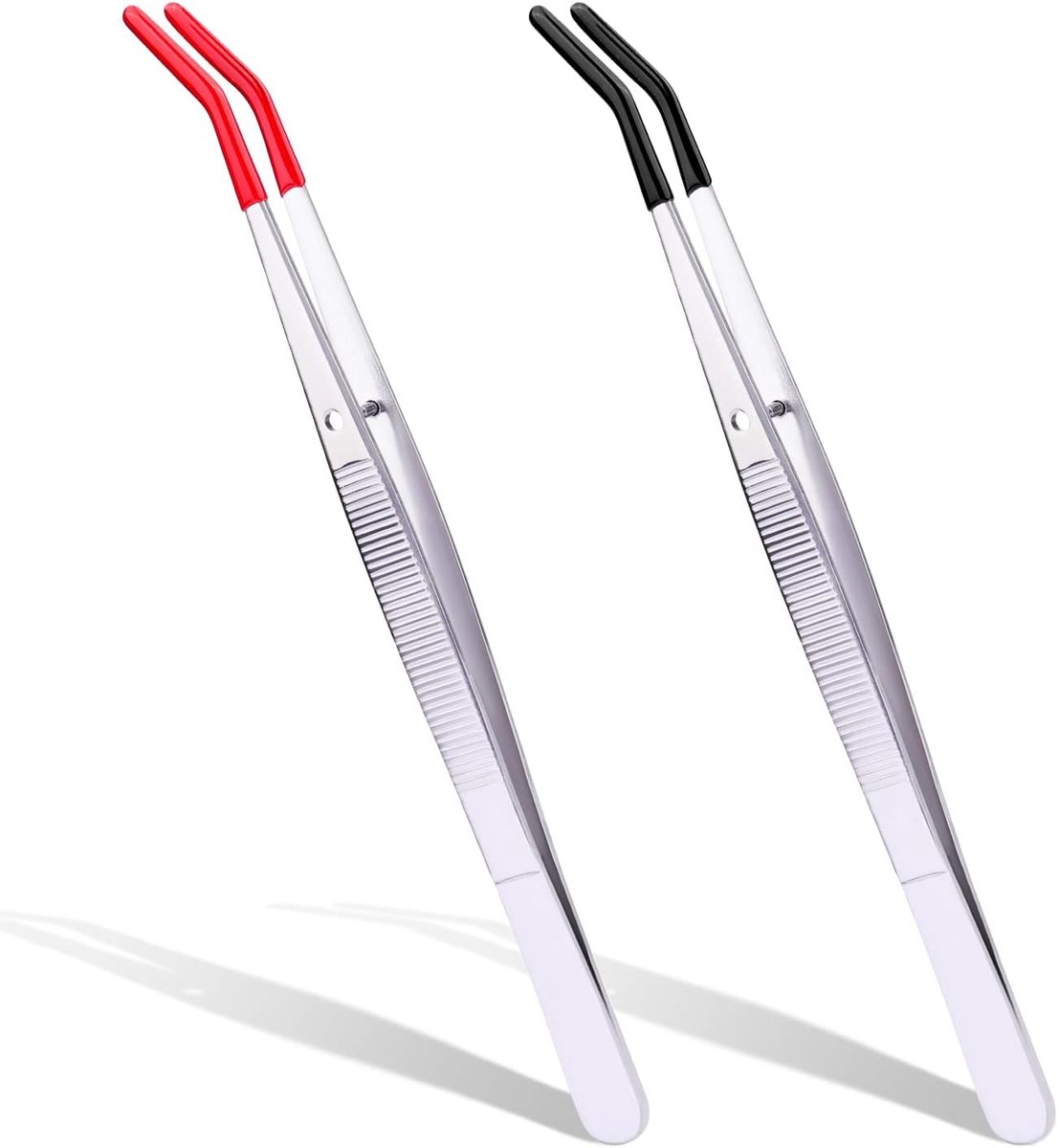 Inovra- Pincet met Rubberen Tips - 2 Stuks - Roestvrij Staal - Ambachten/Sieraden Maken - 15 cm - Lichtgewicht/Handzaam - Tweezers