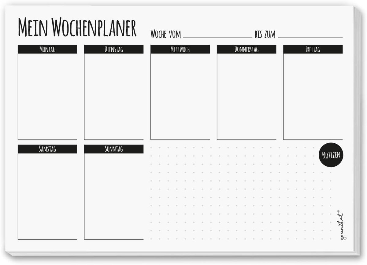 Thijox - Dv_347 Weekagenda Mein Weekplanner DIN A5 - Eenvoudige Notitieblok Organizer - Af te Scheuren Weekplanner in Zwart en Wit - Perfect voor Afsp