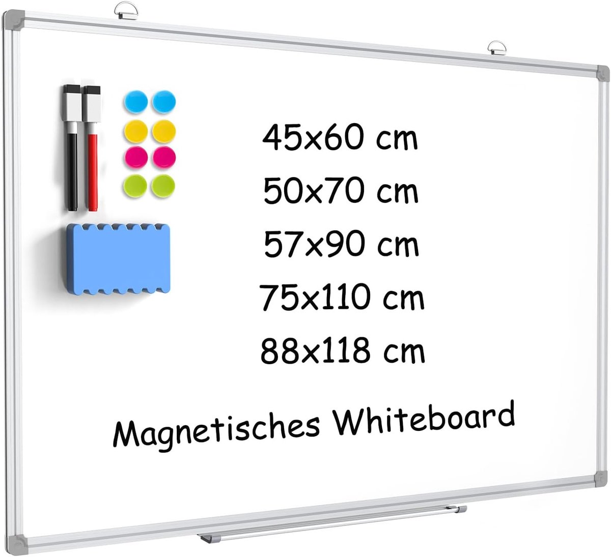 Thijox - Magnetisch Whiteboard 45x60CM - Multifunctioneel Prikbord Droog Veeg Magneetbord met Stiften en Wisser voor School, Thuis & Kantoor