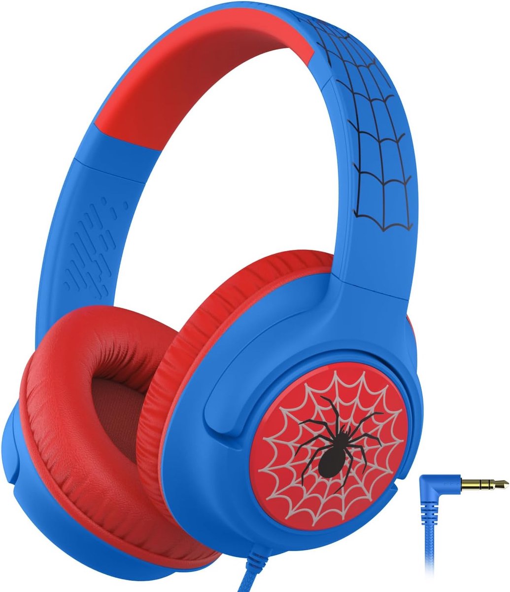 Thijox - Bedrade Hoofdtelefoon voor Kinderen - 85 dBA Veilige Volumelimiet - Stereogeluid - Opvouwbaar en Verstelbaar - 3,5 mm Jack - Zwart/Rood - Voo