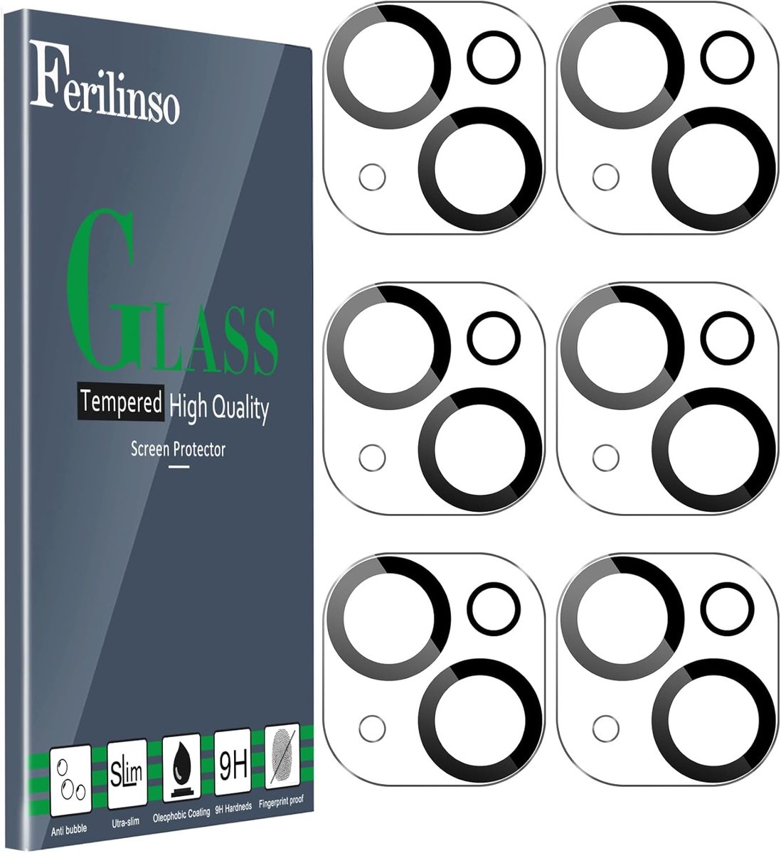 Thijox - Camera Lens Protector voor iPhone 14 & 14 Plus en iPhone 13 & 13 Mini - 9H Glass Onbreekbare Bescherming - Case Vriendelijk - 6-Pack - Hoogwa