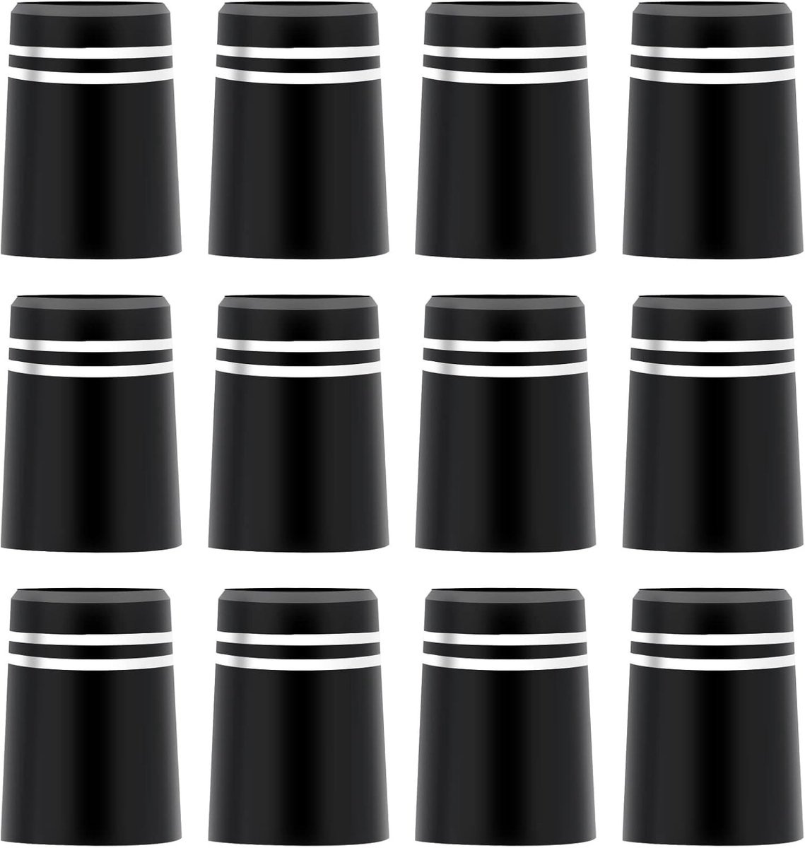 12 Stuks Golf Ferrules voor Taper Tip Iron en Wedge Schachten met Twee Zilveren Ringen - Zwart, Carbon Fiber, Geschikt voor Golfclubs