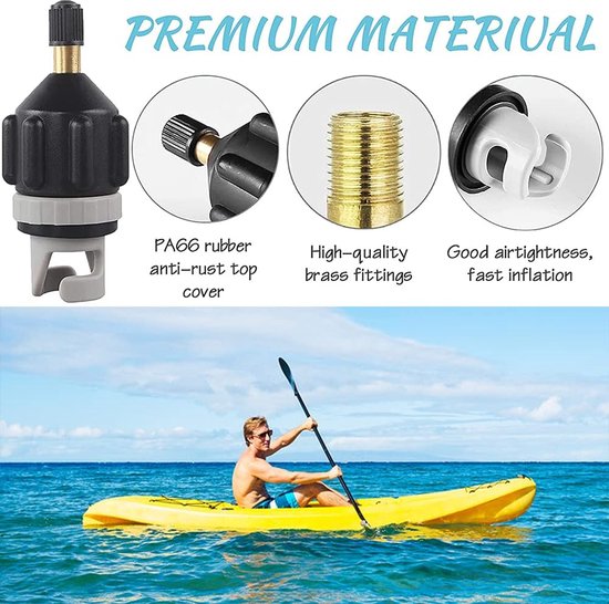 Opblaasventiel Adapters - Pomp Accessoires - Watersport Uitrusting - Universele Aansluiting - 2 Stuks - Zwart — afbeelding 4