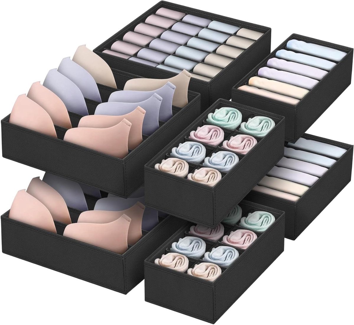 Opbergdozen Set - Kast Organizer - Kleding Opbergen - Opvouwbaar en Wasbaar - 8 Delig - Grijs