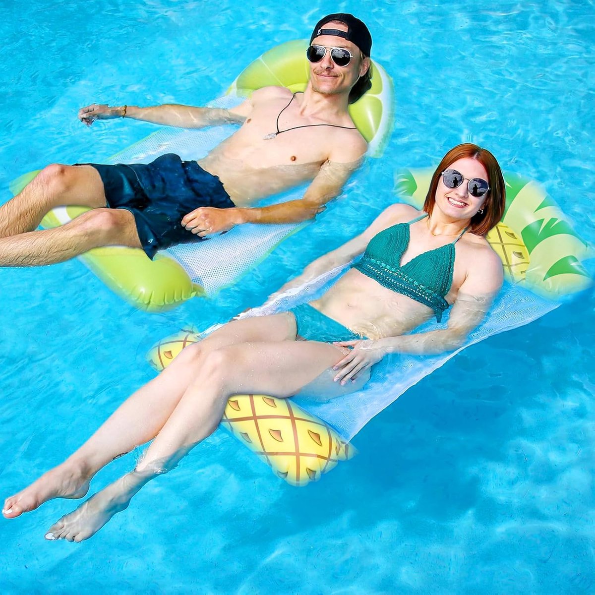 SnelShoppen - Water Hammock Net 2 Stuks - Luxe Luchtbedden voor Volwassenen - Multifunctionele Opblaasbare Zwembad Vlotten - 152x70 cm - PVC en Zacht