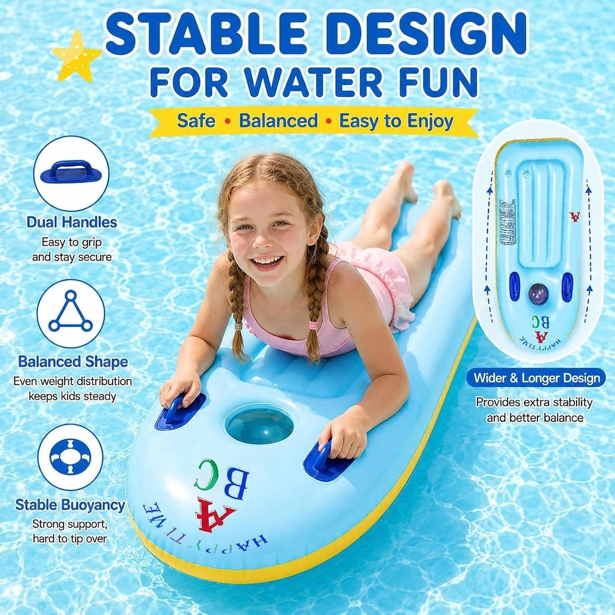 Thijox - Opblaasbare Luchtmatras voor Kinderen, Zwemplank voor Zwembad en Strand, Veilig en Stevig PVC, Ideaal voor Zomerplezier, Balans en Stabilitei