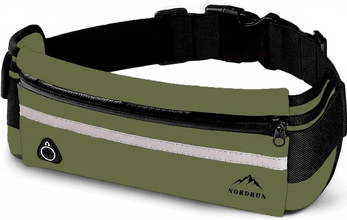 SnelShoppen - Adjustable Waterproof Running Belt voor Alle Telefoons | Comfortabele Sportieve Heuptas voor Hardlopen | Unisex in Militaire Groen | Ide