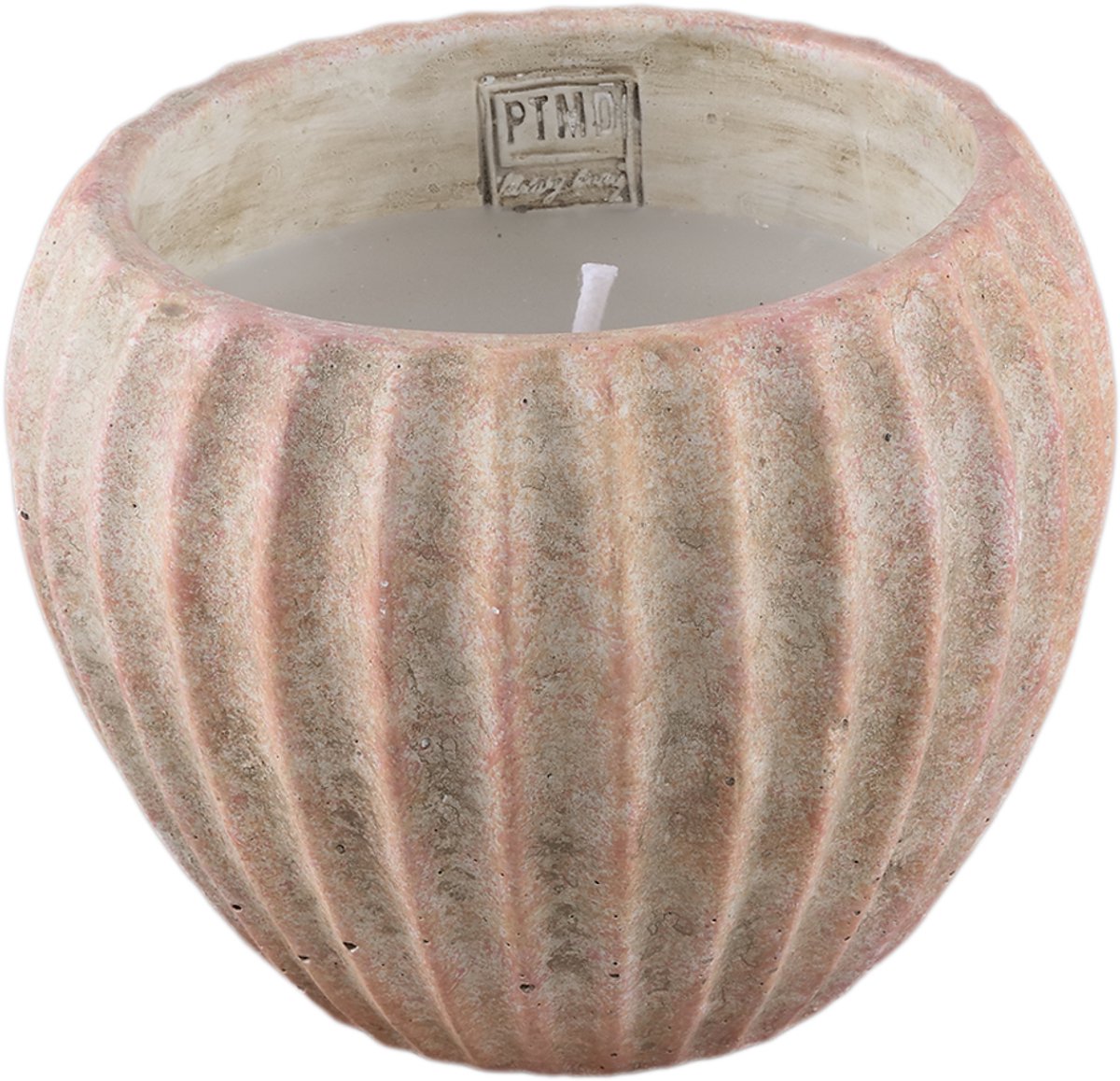 PTMD Elora Brown Cement Outdoor Candle Ribbed M