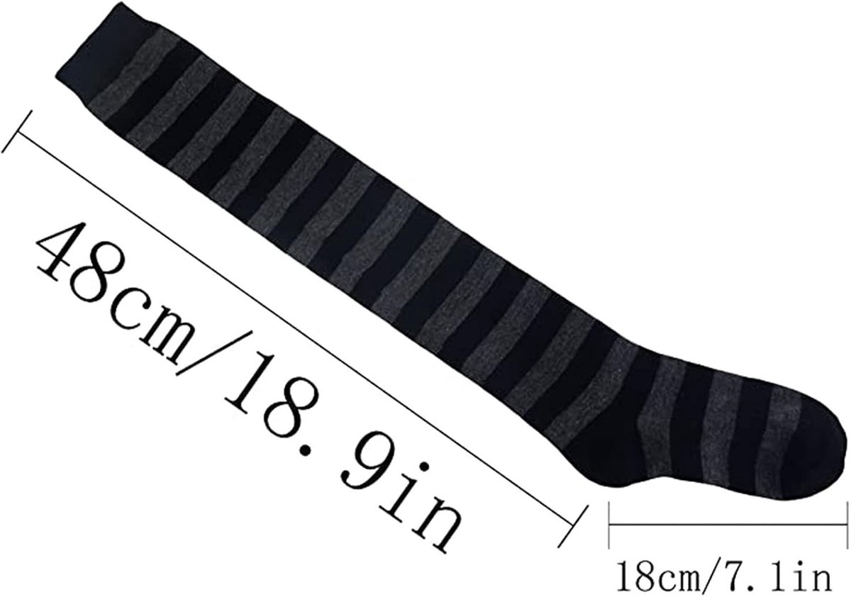 Gestreepte Overknee Kousen voor Dames, Katoenen Thigh High Tube Sokken voor Cosplay, Goth en Feestjes, Zwart-Wit Design