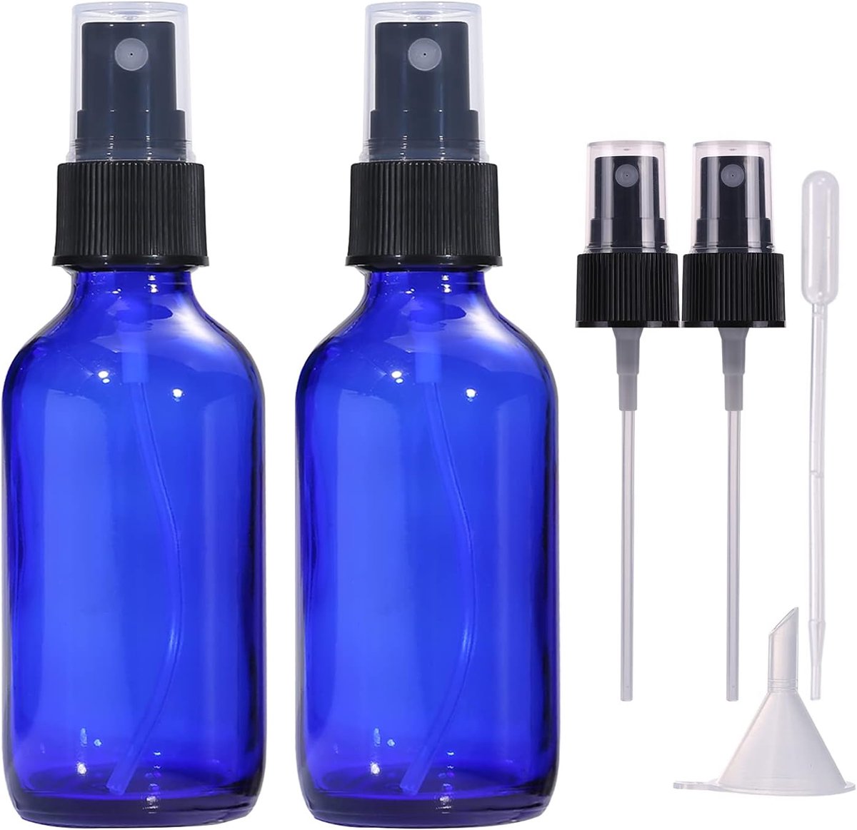 Thijox - 60 ml Lege Spuitfles Blauw Glas - Navulbare en Herbruikbare Reissprayflessen voor Parfums, Etherische Oliën, Gezichtssprays - Verpakking van