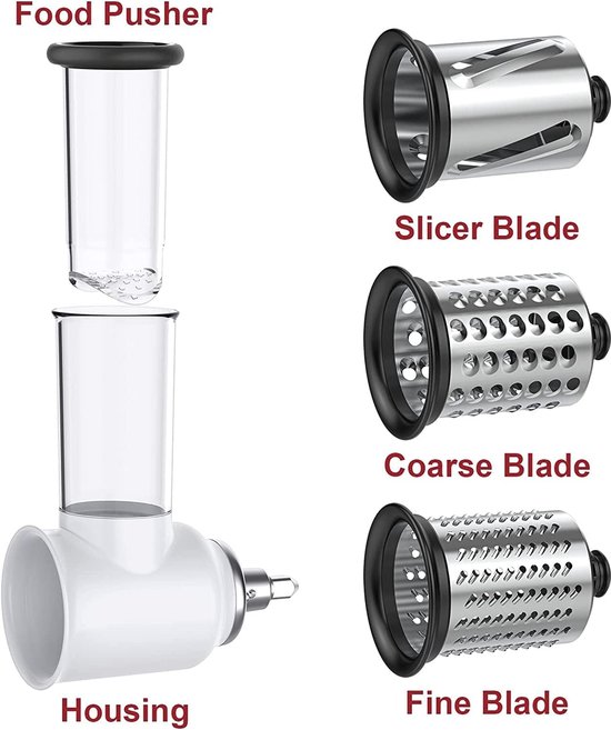 Thijox - Groentesnijder voor KitchenAid Keukenmachine - Snijder Versnipperaar Hulpstuk - Kaasrasp Set - Wit - Keukenaccessoire voor Groenten en Kaas — afbeelding 2