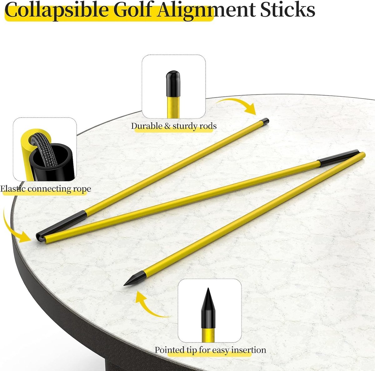 Set van 2 Golf Alignment Sticks van 122 cm - Swing Trainer en Oefenhulpmiddel voor Aiming, Positie en Houding Correctie