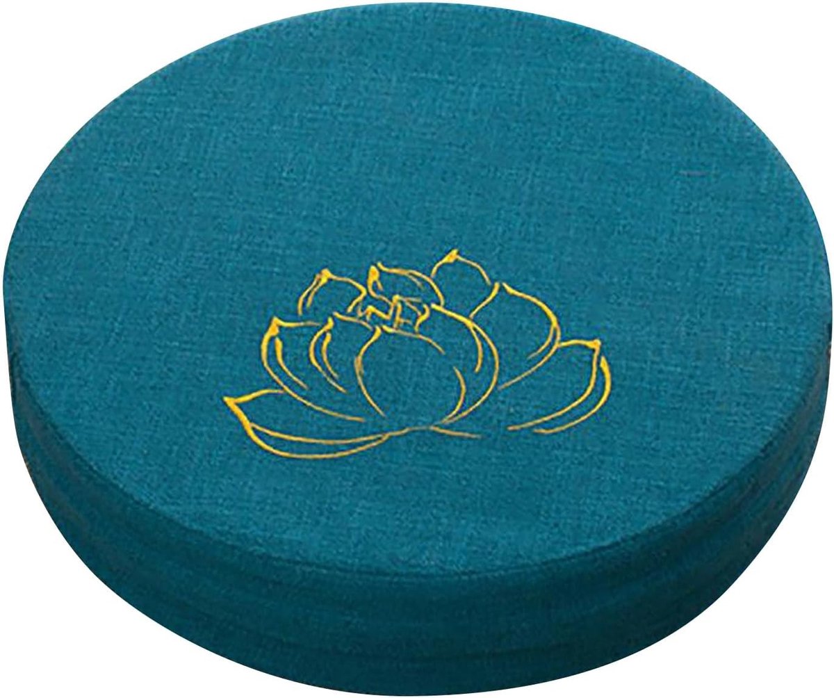 Ronde Meditatiekussen van Hard Schuim, Comfortabel Zitkussen met Afneembare Wasbare Hoes voor Yoga en Zen Oefeningen in Meerblauw