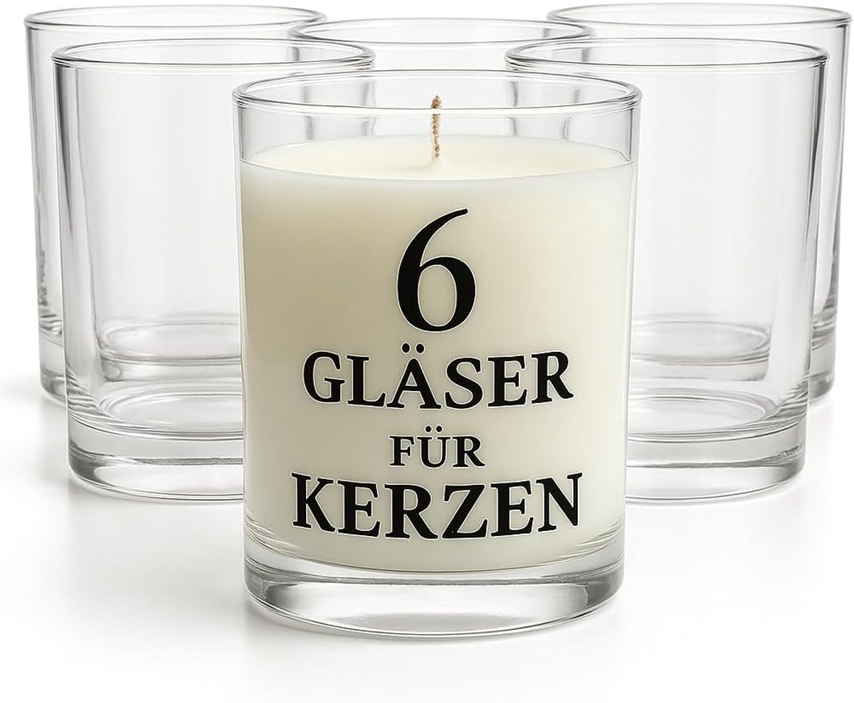 Thijox - 6 Transparante Glazen voor Kaarsen Maken, KROSNO 1992, 275 ml, Perfect voor Feest, Keuken, Creatief Gebruik, Duurzaam Glas, Multifunctioneel
