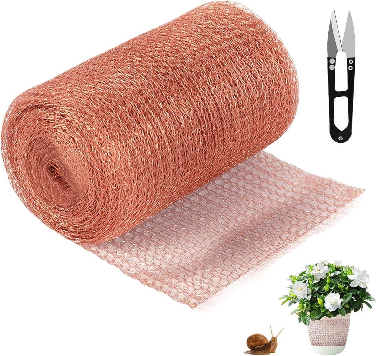 Koperstrip tegen slakken, 127 mm x 9 m, slakkenafscherming, koperweefsel voor tuinbescherming, slakkenbestrijding en ongediertebestrijding