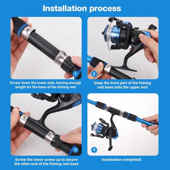 SnelShoppen - Fishing Rod Set voor Kinderen 1.8m Telescopische Hengel met Hengelspoel, Aas Kits, Haakjes en Draagtas, Lichtgewicht Carbon Fiber, Gesch van Snelshoppen — afbeelding 2