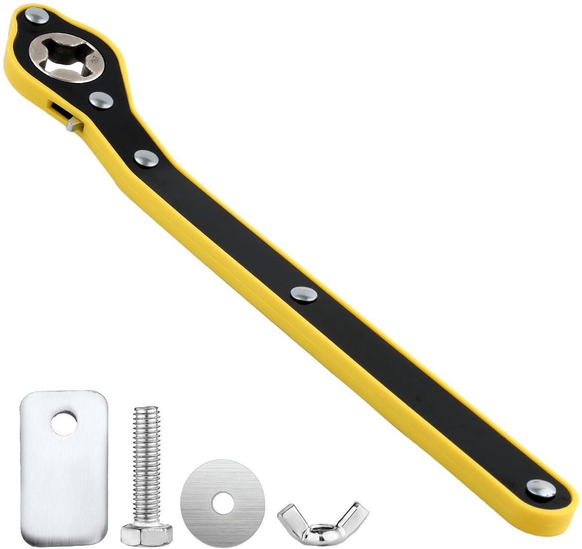Dailygoods- Ratelsleutel Arbeidsbesparend - Ratelsleutelset - 360° Schaar Jack - Moersleutel voor Auto/SUV - Inclusief Vlakke/Ronde Plaat - Materiaal: IJzer/Plastic - Wielmoersleutel