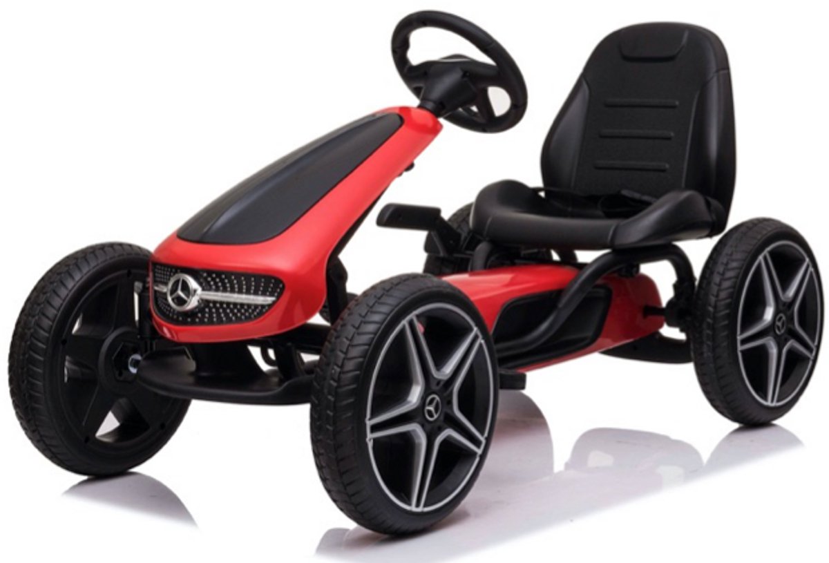 Mercedes Skelter 3 tot 7 jaar – Go Kart met Claxon – Kindervoertuig met Verstelbaar Zadel, EVA-Wielen & Handrem - Rood
