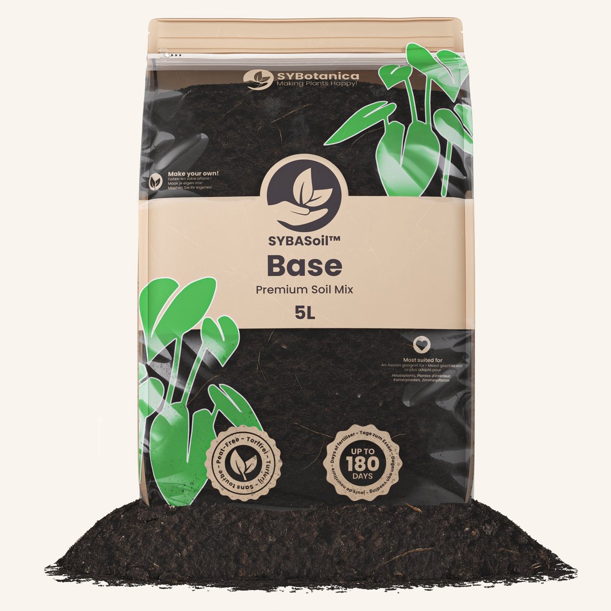 SYBASoil - Base mix 5L - Turfvrije Potgrond Mix - 6 Maanden Voeding