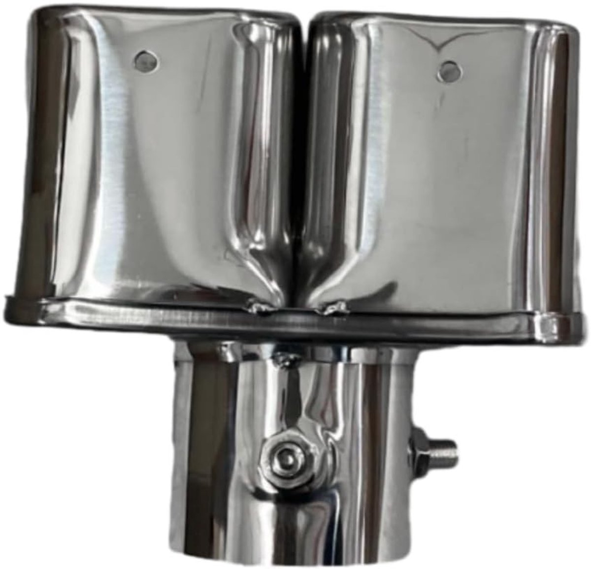 Rechthoekige gebogen roestvrijstalen dubbele uitlaatpijp voor auto's met een diameter van 35-55mm, perfect voor optimale prestaties en geluid.