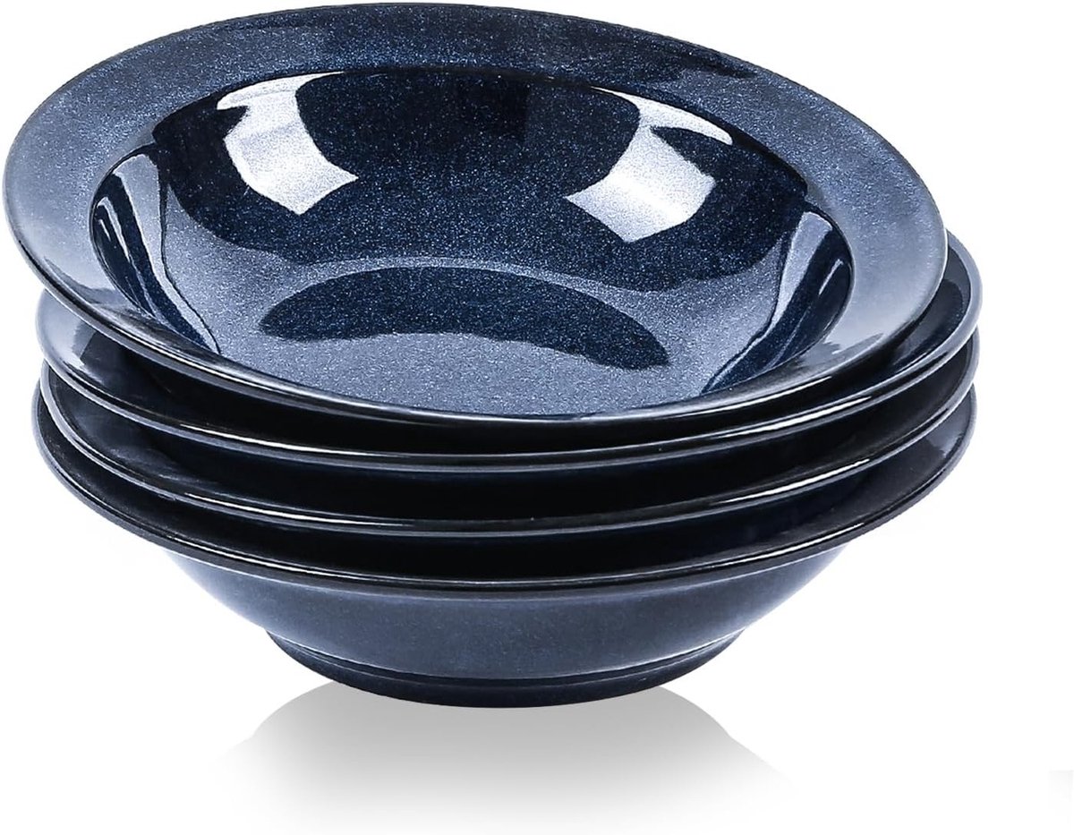Diepe soepkommen van keramiek, 770 ml, set van 4 voor gumbo, salade, spaghetti en dips; geschikt voor magnetron en vaatwasser