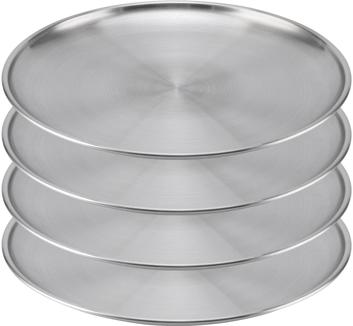 Dailygoods- Pizzaplaat 4 stuks - Ronde Pizzaplaat - Roestvrij Staal - 26 cm - Bakken in de Oven - Geschikt voor Camping - Pizzabord