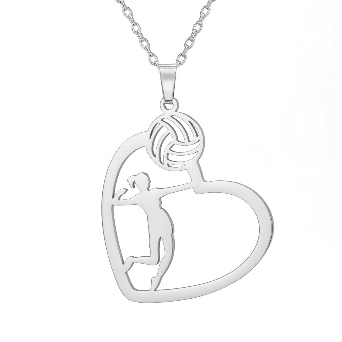 Dailygoods- Volleybalsieraden Hart Ketting - Sport Sieraden - Roestvrij Staal - Modieuze Ontwerpen - Voor Mannen/Vrouwen - Perfect Cadeau - Sieraad