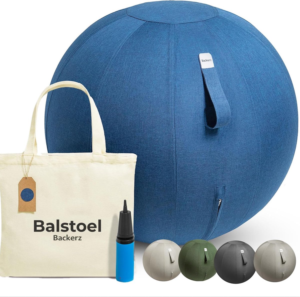 Thijox - Ergonomische Backerz Zitbal 75 cm - Duurzaam Gymnastiekbal voor Kantoor en Thuiskantoor - Wasbare Linnen Overtrek - Donkerblauw Fitnessbal me