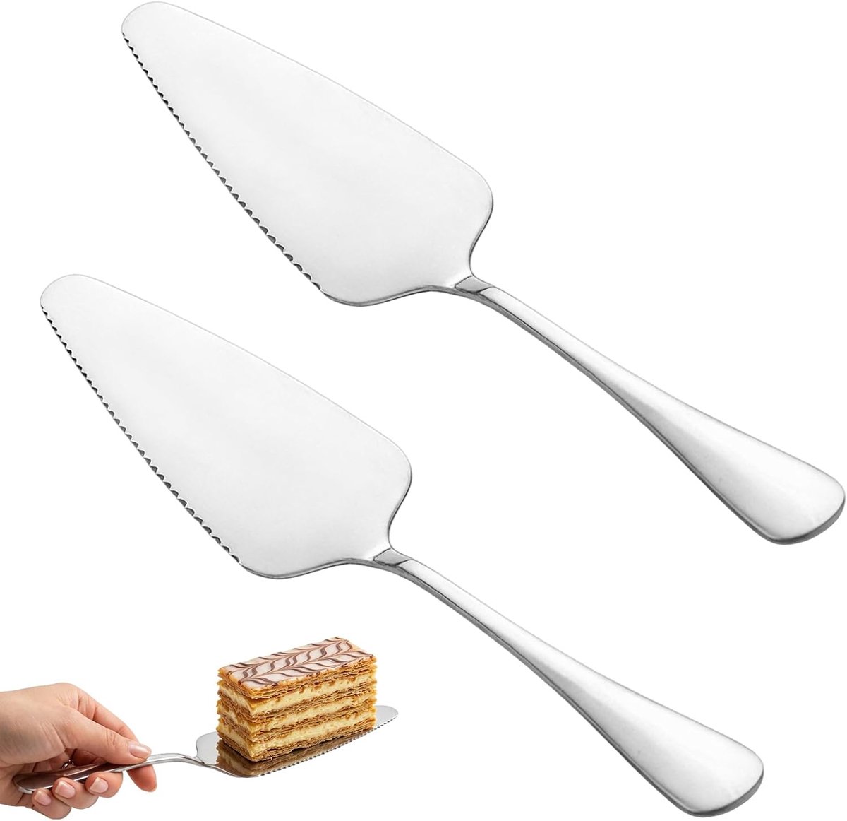Thijox - Set van 2 roestvrijstalen taartscheppen - Veelzijdige taartserveerders voor taarten, pizza's en lasagne - Ideaal voor feestjes, restaurants e