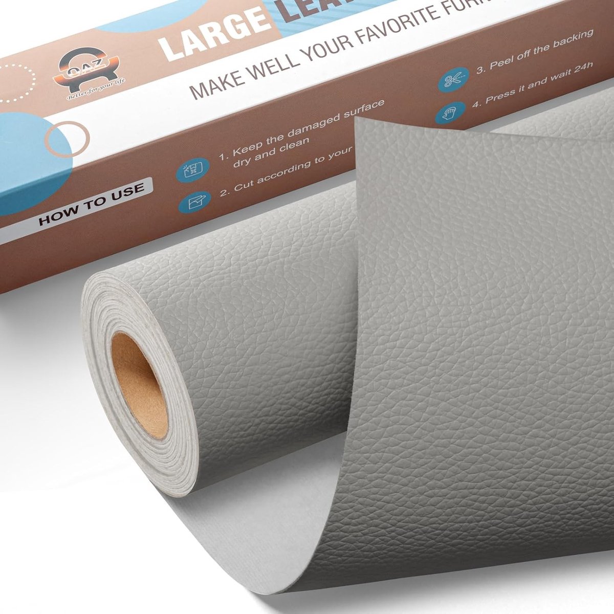 Zelfklevende Faux Leather Reparatieset voor Meubels, Autozetels en Tassen - 40 x 80 cm, Grijs, Inclusief Patches en Gereedschap voor Eenvoudige Herstelwerkzaamheden