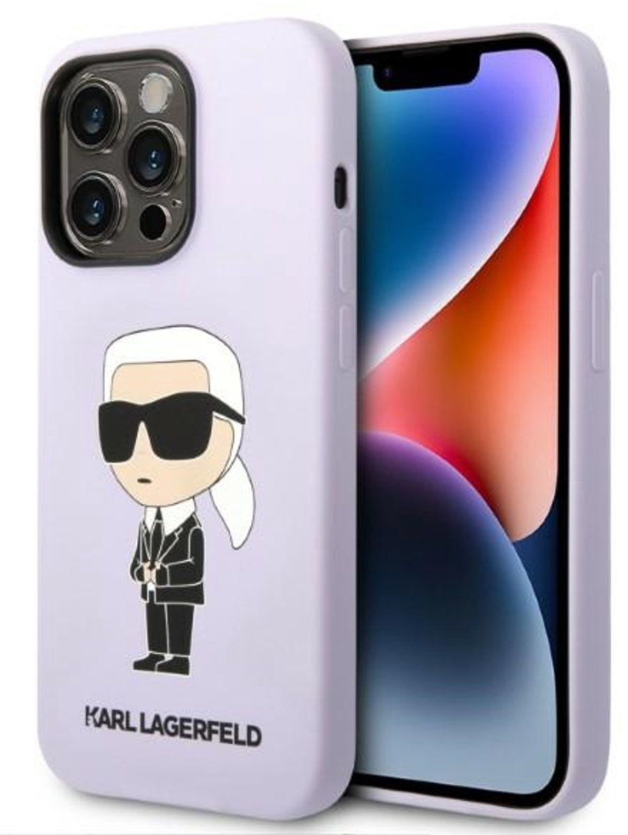 Karl Lagerfeld KLHCP14LSNIKBCU iPhone 14 Pro 6,1" hardcase Paars Silicone Ikonik