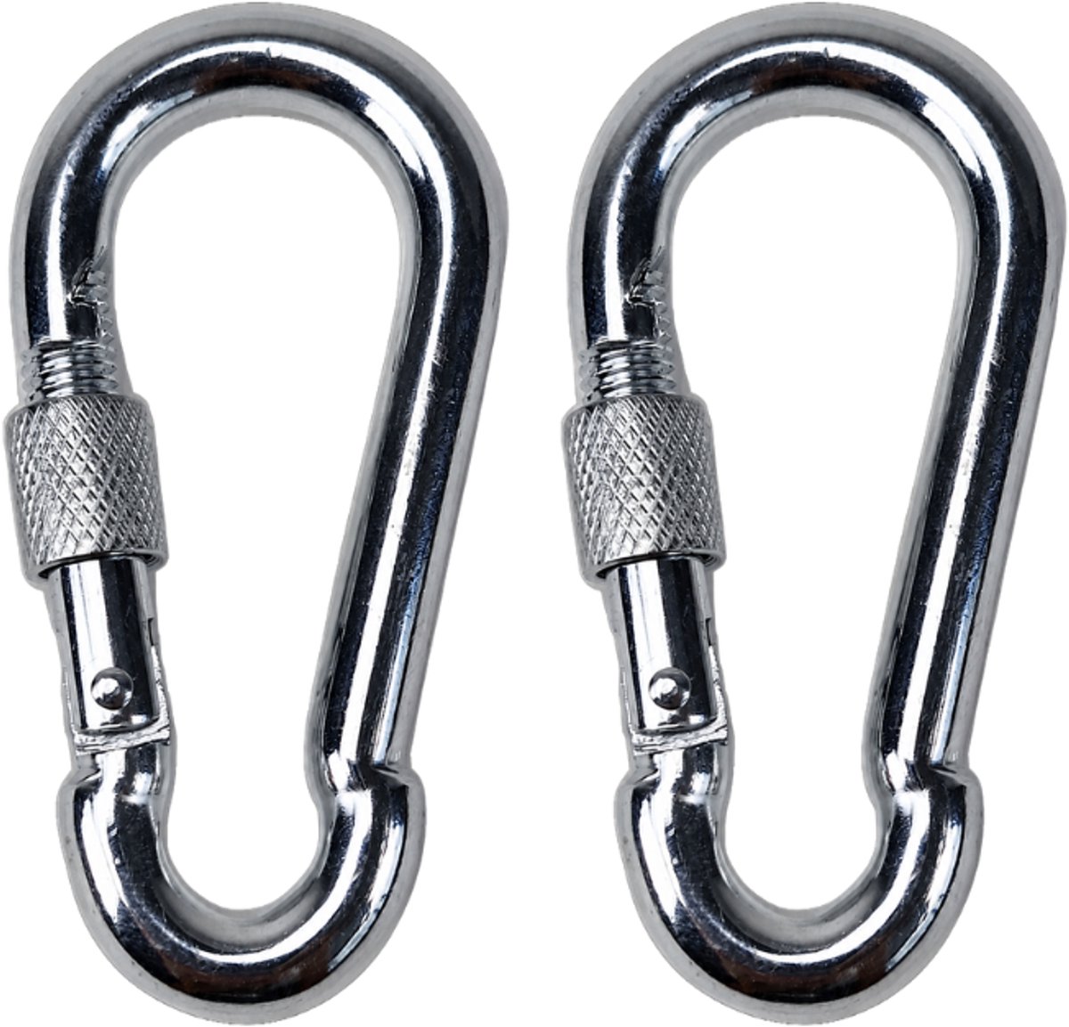 BCF-Products - Karabijnhaak - 10x100mm - 2 stuks - Verzinkt staal - met Schroefsluiting - Musketonhaak - Carabiner - Groot