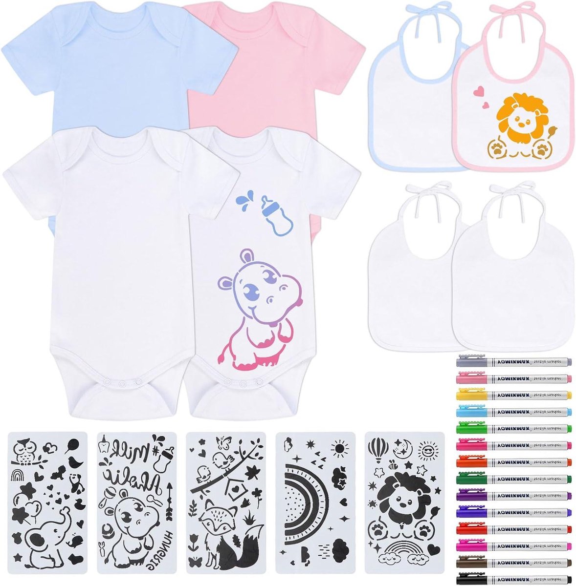 Baby Kleding Set - Baby Cadeau - Creatief Knutselen - Dubbelzijdig Bedrukbaar - 27 Delig - Multicolor