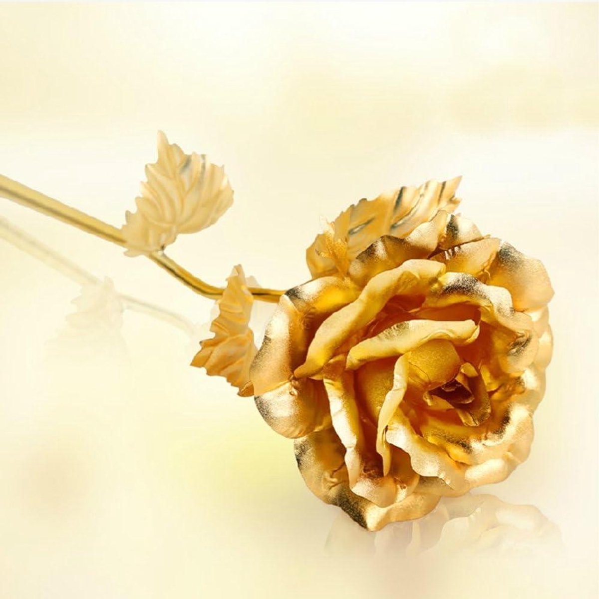 Gouden Roos - Eeuwige Bloem - Cadeau Geven - Gedoopt in Echt Goud - 25 cm Lengte - Goud