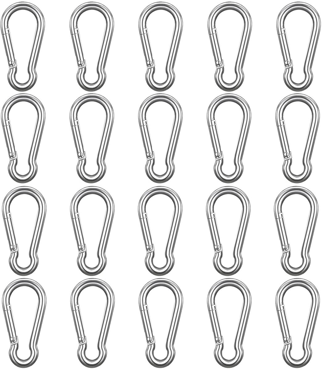 Dailygoods - Karabijnhaak, kleine karabijnhaak, aluminium, karabijnhaak, sleutelhanger, klikhaak voor rugzak, riem, hondenriem, camping, wandelen, vissen, reizen
