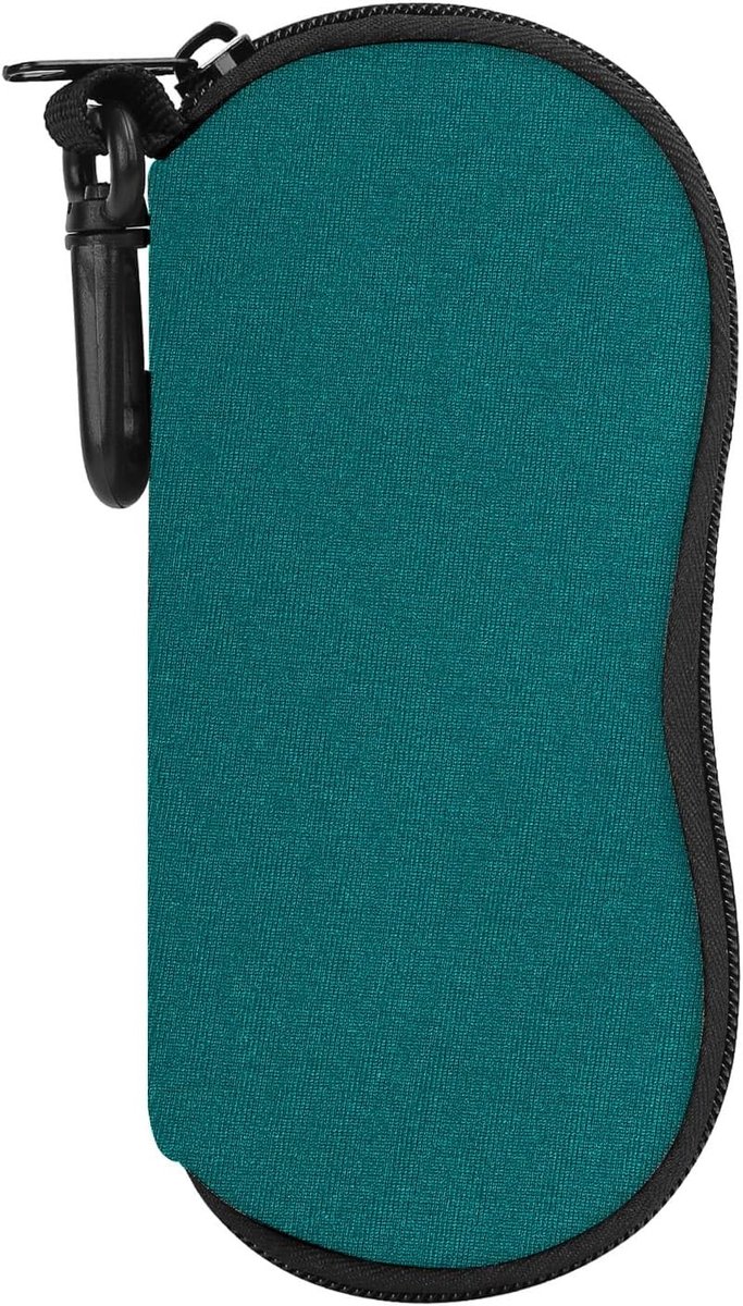 Ultra lichte neopreen ritssluiting brillenkoker met riemclip voor zonnebrillen en accessoires, groen