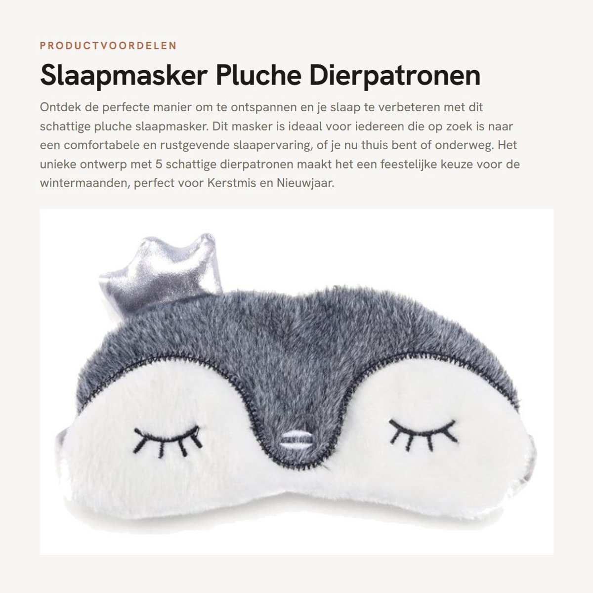 Inovra- Slaapmasker Warmtefunctie - Slaapmasker Kind - Oogmasker Dierpatronen - Pluche - Zacht - 19x10 cm