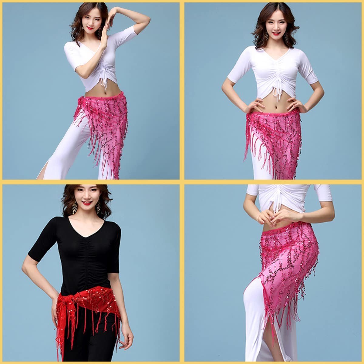 Dailygoods- Heupsjaal Glinsterende Pailletten - Buikdans Accessoire - Festival Kostuum - Chiffon - Verstelbare Riem - Lengte 150 cm - Buikdansrok