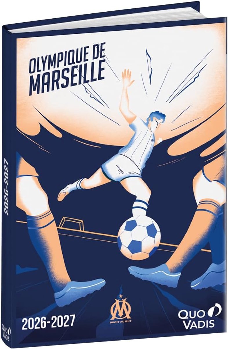 Thijox - Schooljaarplanner 2026-2027 - Eurotextagenda - Dagelijkse planner - Meertalig - Olympique de Marseille - 12 maanden - 12x17 cm - Perfect voor