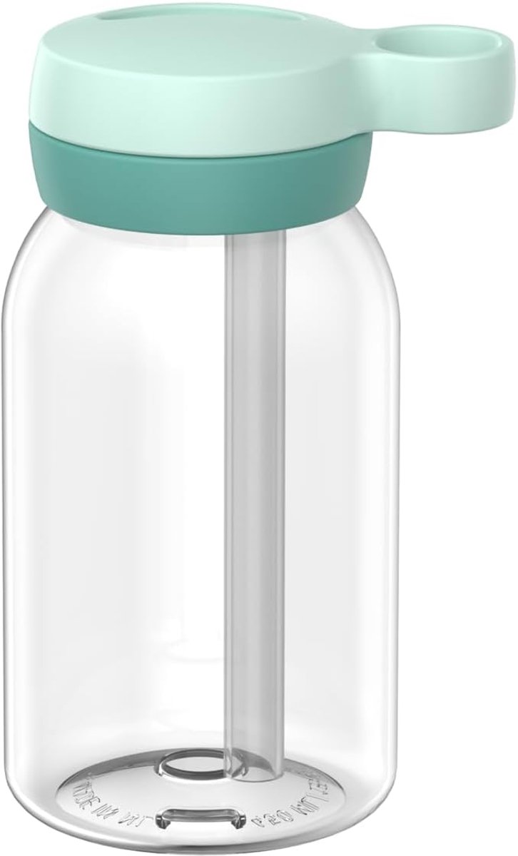 Thijox - Drinkfles Met Rietje Campus 450 Ml, Draaideksel Met Handgreep, Lekdicht, Hygiënische Sluiting, Vaatwasmachinebestendig, Cool Mint Voor Kinder