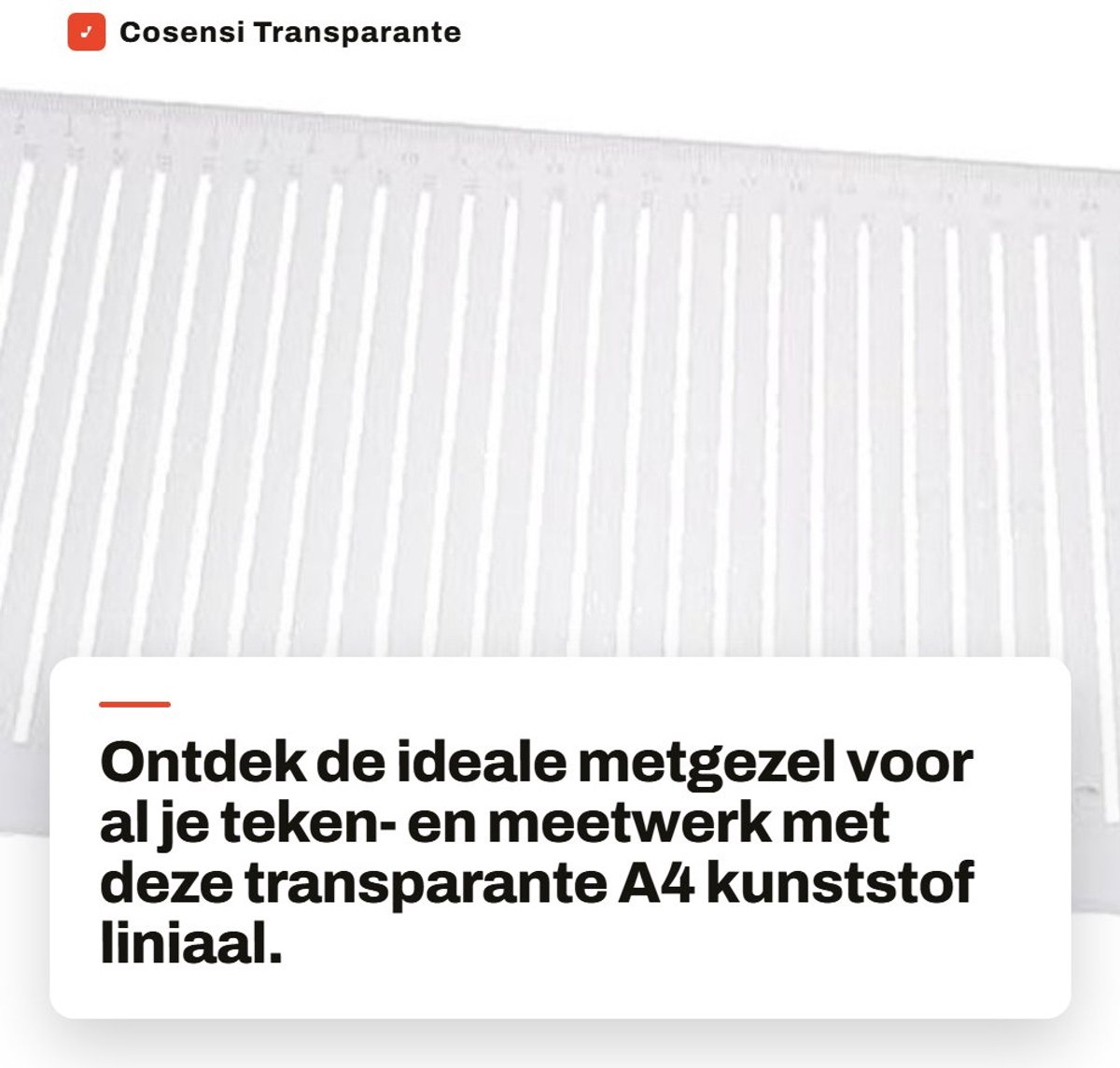 Dailygoods- Tekenliniaal Slijtvaste Kunststof - Transparante Liniaal - 30 cm - Lichtgewicht - Praktisch - Geschikt voor School en Kantoor