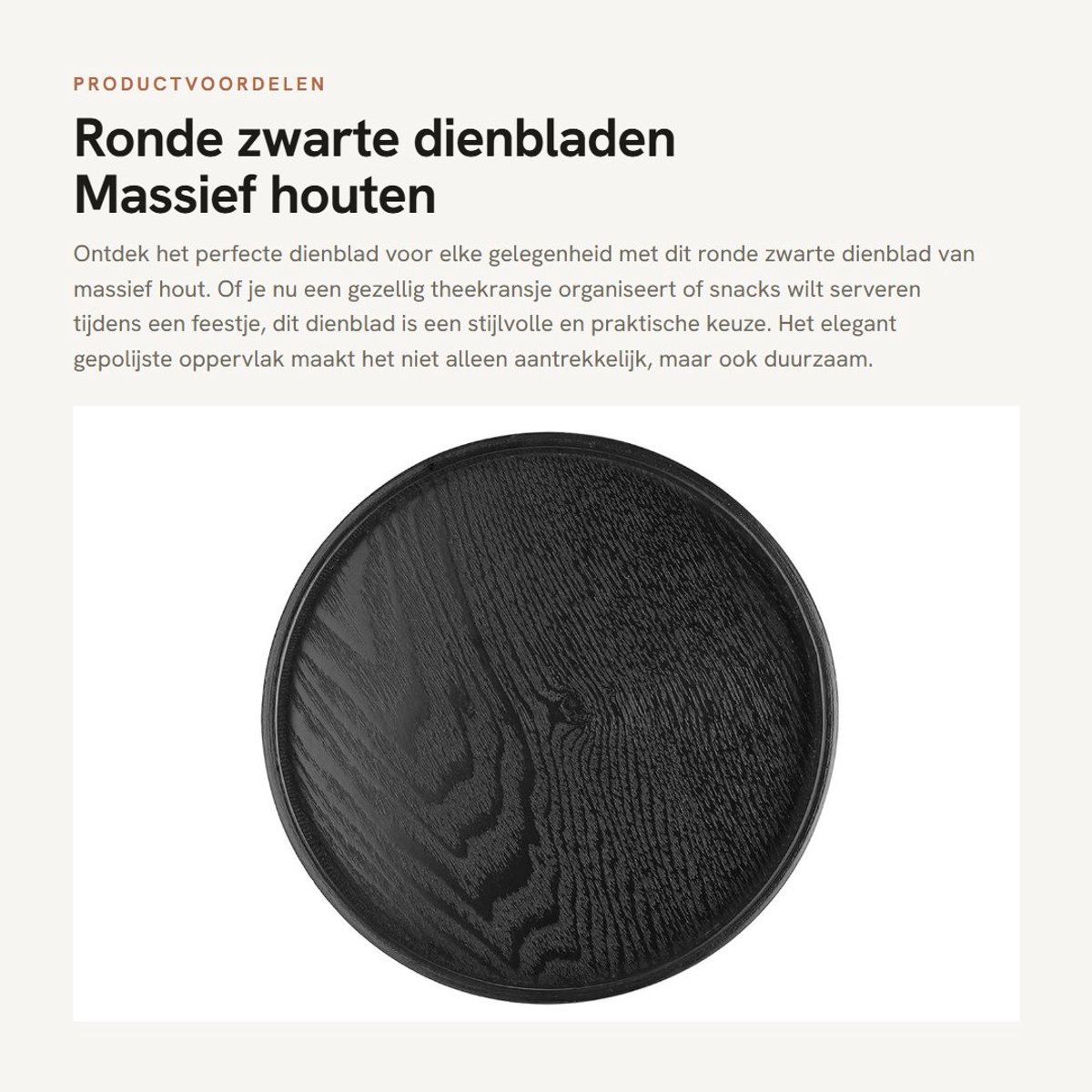 Dailygoods- Dienblad Rond - Massief Houten Dienblad - Antislip - 30cm - Multifunctioneel - Duurzaam - Decoratief - Serveertray