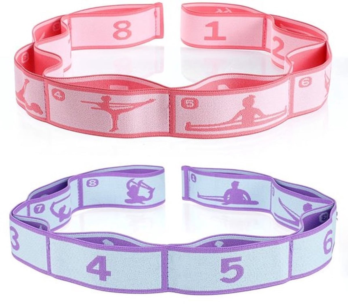 Yoga Stretchband 2 Stuks - Elastische Weerstandsbanden - Fitnessbanden met Lussen - 90 cm Lang - Ideaal voor Yoga/Pilates - Hoogwaardig Materiaal - Weerstandsband