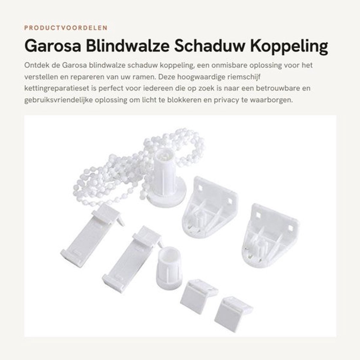 Blindwalze Hoogwaardige Koppeling - Beugel - Reparatieset - Voor Jaloezieën - Voor Buizen 17-18 mm - Eenvoudige Installatie