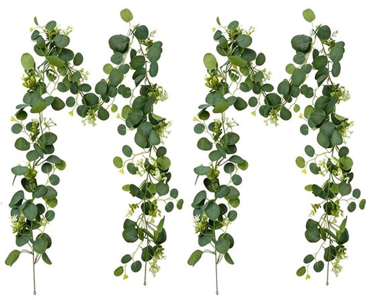 Kunstslingers Eucalyptus - 2 Stuks - 180 cm - Groene Bladeren - Decoratie - Romantische Sf