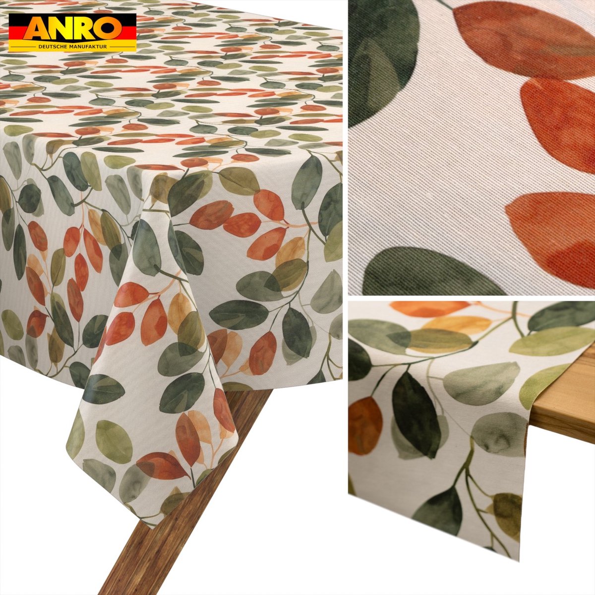 ANRO Tafelkleed Olijftakken Meerkleurig 350x140cm Rechte rand Afwasbaar Waterafstotend