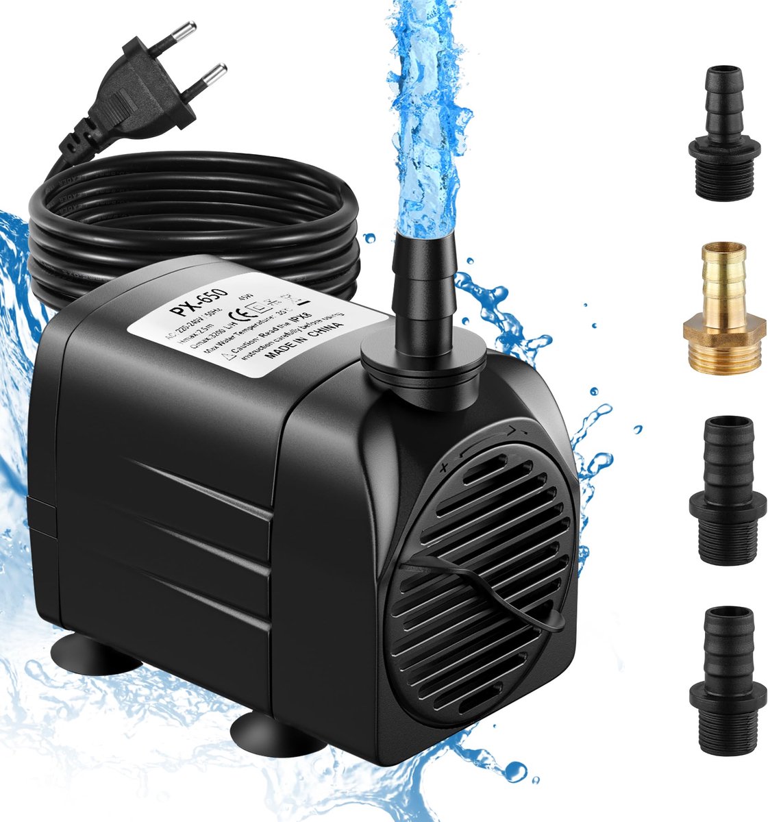 SnelShoppen - Lnicez Aquariumpomp 45W 3200L/H Dompelpomp Waterpomp Ultrastille Mini-waterpomp met 1,8 m kabel en 4 sproeiers voor Aquaria, Vijvers, Hy