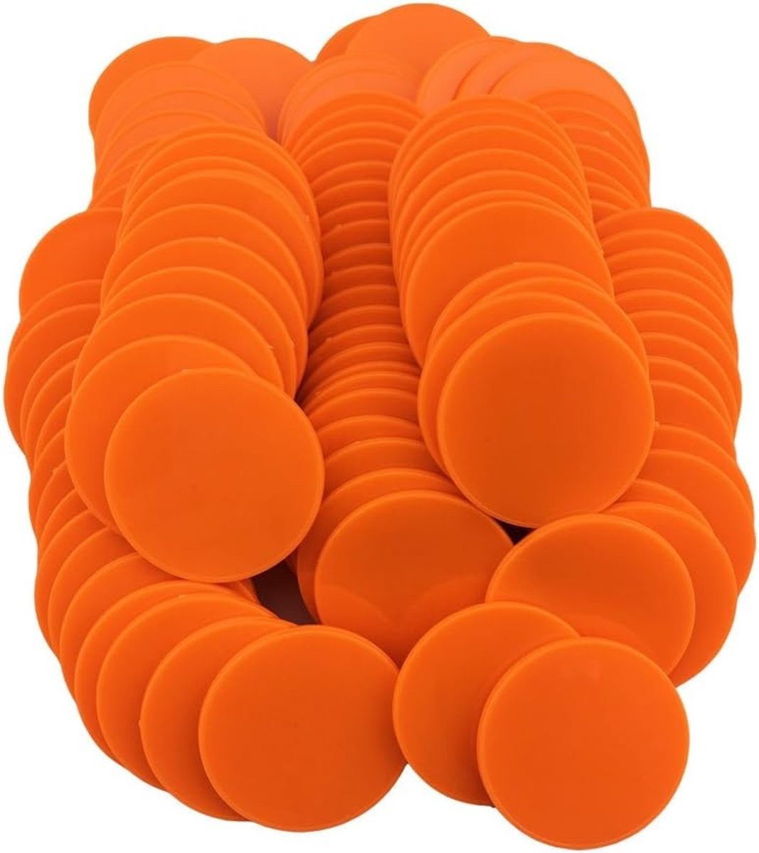 Set van 100 Opaque Plastic Poker Chips van 40mm - Leerhulpmiddelen en Spelmunten met Opbergdoos (Oranje)