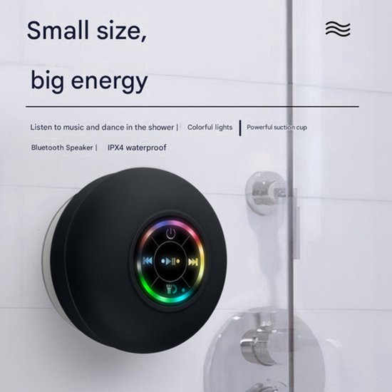 Grote zuignap waterdichte Bluetooth-luidspreker met LED-licht, waterdichte badkamer Bluetooth-luidspreker, draagbare Bluetooth-luidspreker van Merkloos — afbeelding 3